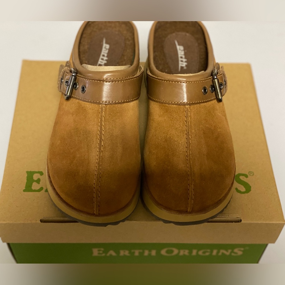 Earth Origins Brown and Green Mules with Suede Upper